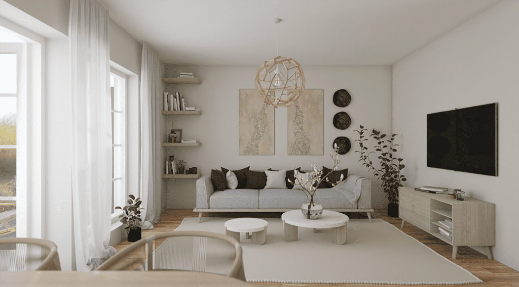 3D-visualisering av vardagsrum